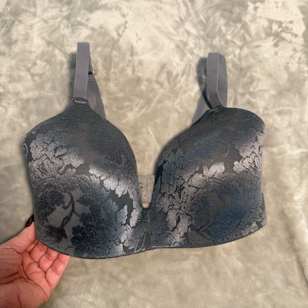 Soma Vanishing Back Wirefree Lace Full Coverage Silver Gray Bra‎ Size 34D